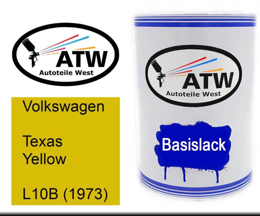 Volkswagen, Texas Yellow, L10B (1973): 500ml Lackdose, von ATW Autoteile West.